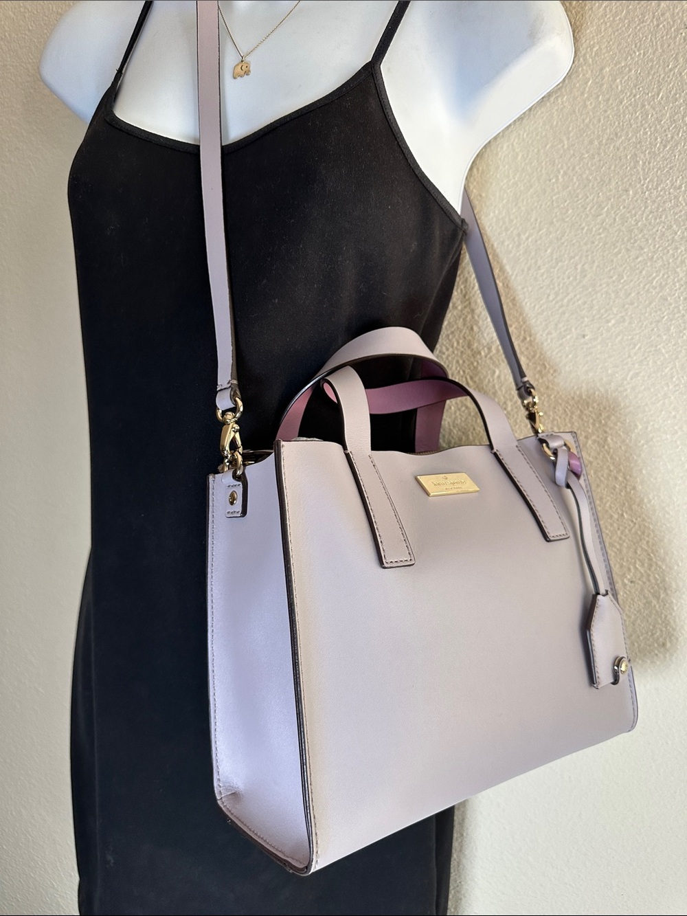 Like NEW Kate Spade Lavender Satchel with matching Long Strap - Picture 15 of 15